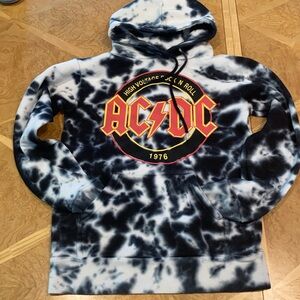 AC/DC Black and White Tie Dye Women’s Hoodie Size XS